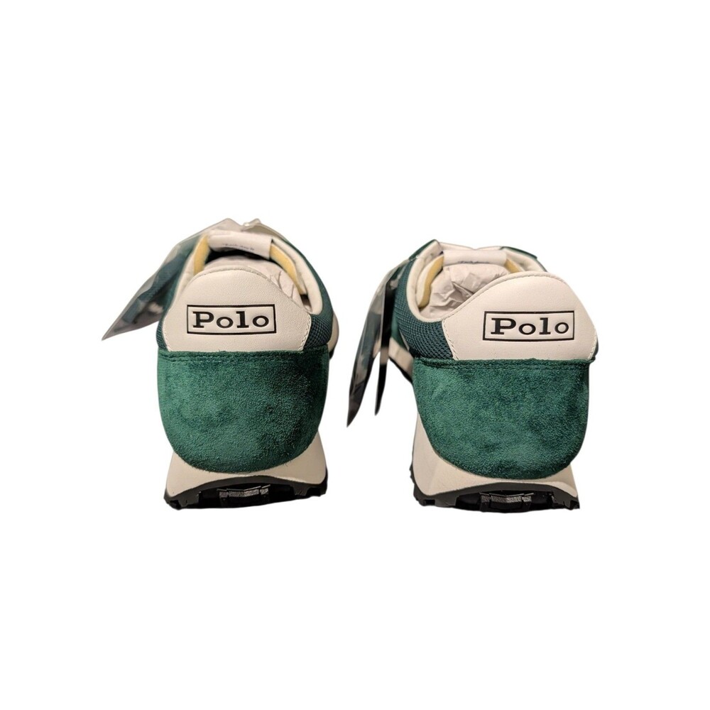 Polo Ralph Lauren PRL Trail 100 Suede & Mesh Sneaker Green White New With Box - Picture 5 of 10